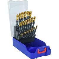 TIVOLY 11453170017 Estuche de 25 brocas para metal HSS rectificadas con recubrimiento TiN punta en cruz mango 3 caras Ø a 13 von TIVOLY