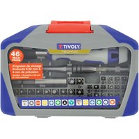 Tivoly • Box mit 46 Sechskant-Schraubenbits 6,35 mm und 4 mm + 1 Präzisionsgriff + 1 Verlängerung + 1 Schraubengriff von TIVOLY
