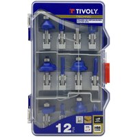 TIVOLY XT606470003 Koffer mit 12 Fräserbits in verschiedenen Formen mit 8-mm-Schaft von TIVOLY