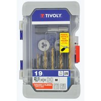 Tivoly - 11900970015 Estuche con 6 machos de roscar din 352, 6 cojinetes hex M3-10, portamachos, 6 brocas hss rectificadas TiN von TIVOLY