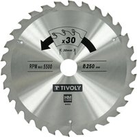 Tivoly - Kreissägeblatt • Ø250 mm • 30 Hartmetallzähne • Für tragbare Sägen • Zum Schneiden von Holz von TIVOLY