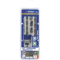 Tivoly - Terrassenset • Ø5-mm-Bohrer mit Senker • Bohrer und Senker 2 in 1 Holz-Metall • 3 Edelstahl-Schraubenbits • Ersatzbohrer im Lieferumfang von TIVOLY