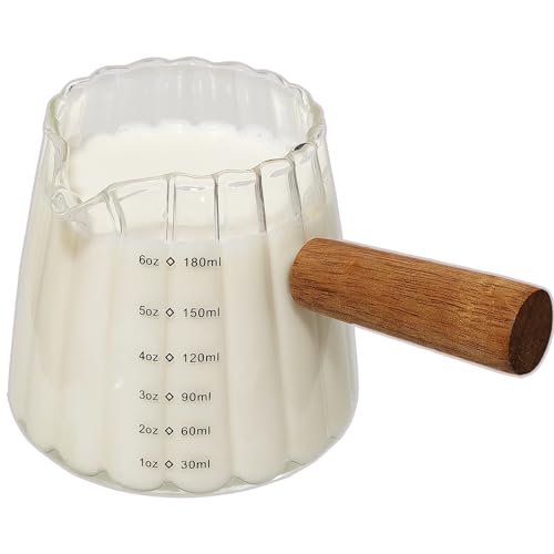 TIWPAJS Espressotassen mit Holzgriff, 170 ml, Espresso-Zubehör, Milchaufschäumkrug, Glas-Messbecher, Schnapsglas, Model-1 von TIWPAJS