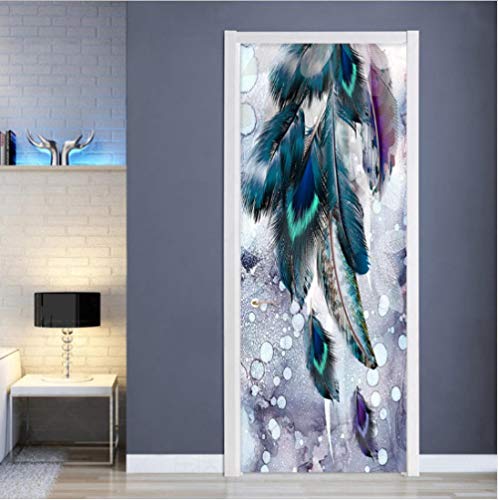 TIWZHHQ Türtapete selbstklebend 90x200cm Feder Vliesleinwand Fototapete Türpanel Türposter mit kleister Türaufkleber 3D Türsticker Tür Dekoration Bild Design für Toilette küche glastür von TIWZHHQ