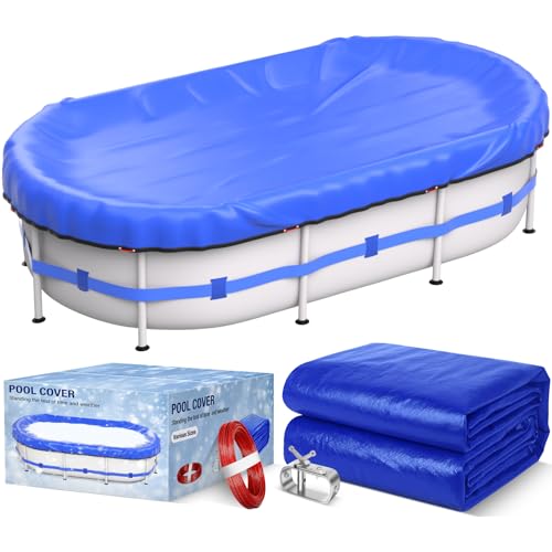 16 x 32 FT Oval Winter Pool Cover 500D Extra Thick Above Ground Pool Cover Above Ground Pool Protection with Winch and Cable Royal Blue von TIXANF