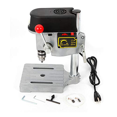 220V Mini Tischbohrmaschine Säulenbohrmaschine Standbohrer bis zu 10 mm Bohreraufnahme Leerlaufdrehzahl 16000 U/min 340 Watt Elektrowerkzeuge Bohrmaschine Schwarz von TIXBYGO