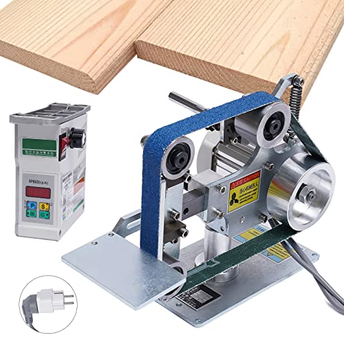 Bandschleifer Schleifbock Winkel Einstellbar 762 x 25 MM Mini Bandschleifer Stationaer Belt Sander Bandschleifer Messer Bandschleifmaschine für Holzbearbeitung (550W) von TIXBYGO