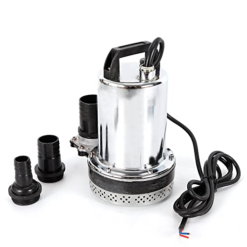 DC Tauchpumpe 12V Schmutzwasserpumpe Entwässerungspumpe Edelstahl Baupumpe Tiefbrunnenpumpe Drucktauchpumpe 180W 4000L/H kompakt Gartenpumpe, Fördertemperatur: 35 C°, Förderhöhe max. 9 m von TIXBYGO