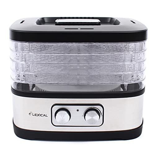 Dörrautomat mit Temperaturregler Edelstahl Dörrgerät für Lebensmittel Fleisch Früchte Gemüse mit herausnehmbar 5 transparente Tabletts Food Dehydrator, 5 Etagen/240W von TIXBYGO