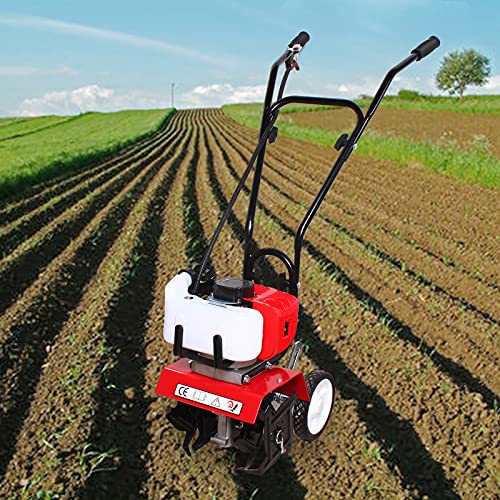 Gartenfräse Benzin Kultivator, Bodenfräse Gartenfräse Motorhacke Benzin, 2 Takt 52CC 1.9kW Bodenhacke Benzin Motorhacke Gartenfräse mit Pflug Gartenfräse Benzin Kultivator, Bodenfräse Gartenfräse Motorhacke Benzin, 2 Takt 52CC 1.9kW Bodenhacke Benzin Motorhacke Gartenfräse mit Pflug von TIXBYGO
