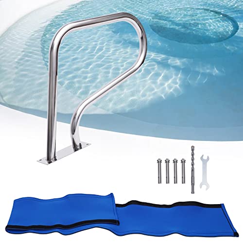 Handlauf Pool Haltegriff Edelstahl Handrail Pool-Sicherheitshandlauf Spa-Geländer Whirlpool Einstiegshilfe Pool ideal für Innen- und Außenbädern mit Schnellmontagesockel, 120 kg Tragfähigkeit von TIXBYGO