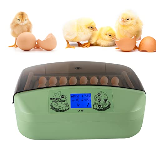 Inkubator 32 Eier Vollautomatische Brutmaschine Brutapparat Brutautomat mit Feuchtigkeits Temperaturanzeige und 360°-Rollenkonstruktion für Schlüpfen von Hühner Enten Taube Vogel Geflügel Eier Brüter von TIXBYGO