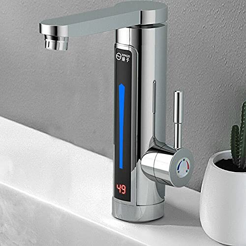 LED Elektrisch Durchlauferhitzer LED Wasserhahn Bad Küche Sofort Warm Armatur 3300W von TIXBYGO
