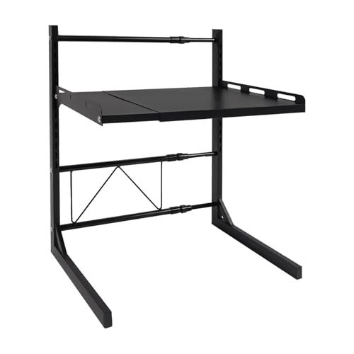 TIXBYGO 2-stufiges Mikrowellen Regal Erweiterbares & Höhenverstellbares Stehend Küchenregal Arbeitsplatte Küchenorganizer Kohlenstoffstahl Mikrowellenhalter (Schwarz) von TIXBYGO