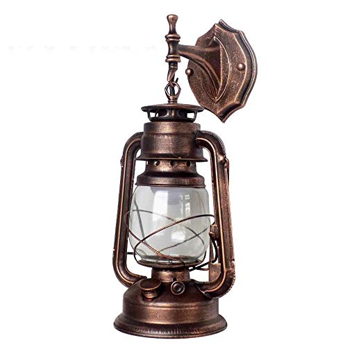 TIXBYGO Außenwandleuchte Aluguß Metall-Scheiben Wandleuchte E27-Fassung Wandlampe abwärts in antikem Look, max. 60 Watt, Retro/Vintage Außenleuchte für Terrasse u. Hof Gelbbronze von TIXBYGO