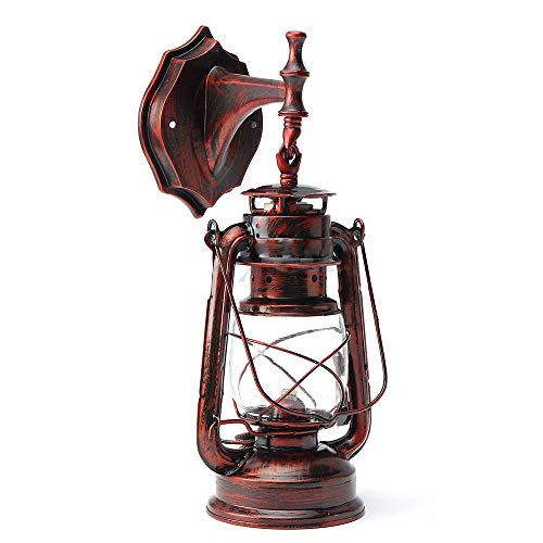 TIXBYGO Außenwandleuchte Wandlampe abwärts in antikem Look, Aluguß Metall-Scheiben, Wandleuchte E27-Fassung, max. 60 Watt, Retro/Vintage Außenleuchte für Terrasse u. Hof Rotbronze von TIXBYGO