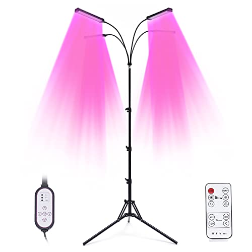 TIXBYGO LED Pflanzenlampe Vollspektrum Grow Lampe für Zimmerpflanzen, 360° Einstellbar 4 Kopf 420 LEDs Pflanzenlicht Wachstumslampe mit Zeitschaltuhr 3 Modi 10 Lichtstärken und Verstellbares Ständer von TIXBYGO