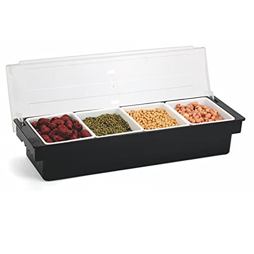 TIXBYGO Multifunktionale Obstschachtel mit Deckel Zutatenbehälter PP5-Material in Lebensmittelqualität 3 Einsätze Zutatenbox Beilagenbehälter Bar Obst Gewürz von TIXBYGO