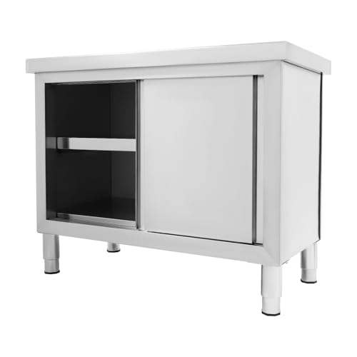 TIXBYGO Outdoor Küche Edelstahl Schrank, Kommerzieller Gastro Arbeitstisch Schiebetürenschrank für Küche, Restaurant, Werkstatt und Garage, 100x50x95 cm von TIXBYGO