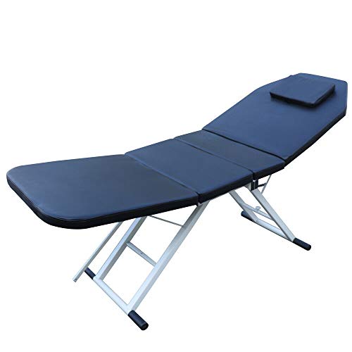 TIXBYGO klappbar Massageliege Kosmetikstuhl Mobile Kosmetikliege Therapieliege aus PVC hergestellt Einfacher Transport Massageliege fur Behandlungsliege, Therapieliegen Schwarz von TIXBYGO