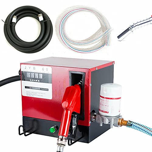 Tankstelle Tankanlage Diesel Heizöl Pumpe Selbstansaugende Dieselpumpe Tankstelle mit Zapfpistole 60 L/min 550W 230V Abschaltautomatik Zapfpistole von TIXBYGO