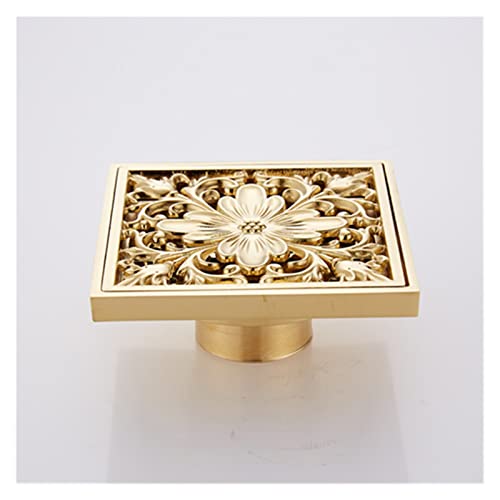 TIYGHI Bodenablauf Bodenabläufe Gold Messing Dusche Bodenablauf 10 × 10 Badezimmer Home Square Bodenablauf-Sieb Abdeckung Gitter (Color : A) von TIYGHI