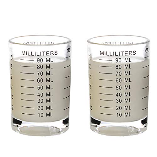 Schnapsglas-Messbecher, 90 ml, flüssig, schwer, Espresso-Glas, 2 Stück, von TIYOORTA (schwarz, 90 ml, 2 Stück) von TIYOORTA