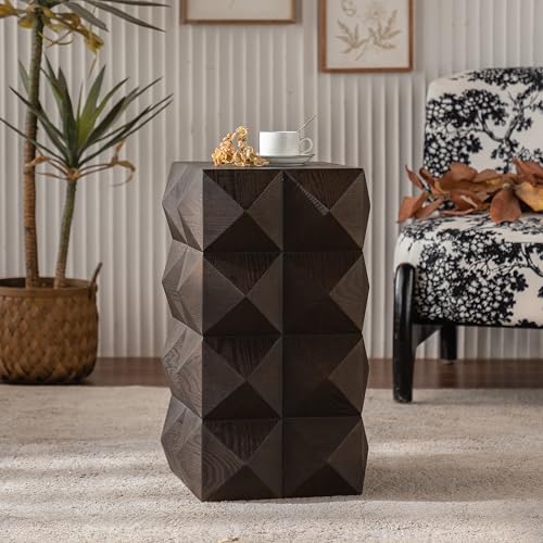Retro Side Table 60 cm Height Three-Dimensional Embossed Pattern Design Wooden Nightstand Brown No Assembly Required Retro Side Table 60 cm Height Three-Dimensional Embossed Pattern Design Wooden Nightstand Brown No Assembly Required von TIZZ