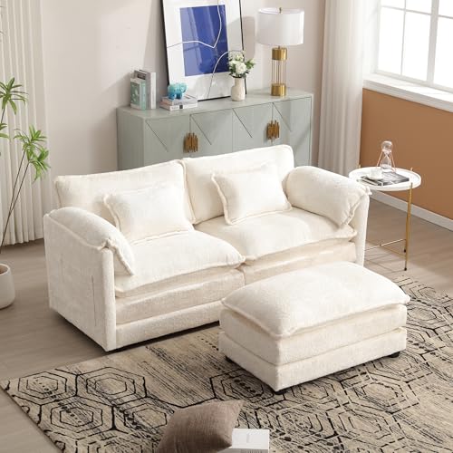TIZZ 2-Sitzer-Sofa Modernes minimalistisch mit Fußstütze Chenille-Stoff mit seitlichen Ablagefächern und Kissen bequem geräumig geeignet für Wohn-/Schlafzimmer TIZZ 2-Sitzer-Sofa Modernes minimalistisch mit Fußstütze Chenille-Stoff mit seitlichen Ablagefächern und Kissen bequem geräumig geeignet für Wohn-/Schlafzimmer von TIZZ