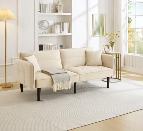 TIZZ 2-in-1 Verstellbares Schlafsofa – Zweisitzer mit Samtbezug, klappbaren Armlehnen & Schlaffunktion,ideal für kleine Räume TIZZ 2-in-1 Verstellbares Schlafsofa – Zweisitzer mit Samtbezug, klappbaren Armlehnen & Schlaffunktion,ideal für kleine Räume von TIZZ