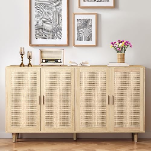 TIZZ 4-Door Rattan Decorative Storage Cabinet 158CM Elegant Functional for Bedroom Living Room Office ; 4-türiger Rattan Schrank 158CM Eleganter funktioneller für Schlafzimmer Wohnzimm TIZZ 4-Door Rattan Decorative Storage Cabinet 158CM Elegant Functional for Bedroom Living Room Office ; 4-türiger Rattan Schrank 158CM Eleganter funktioneller für Schlafzimmer Wohnzimm von TIZZ