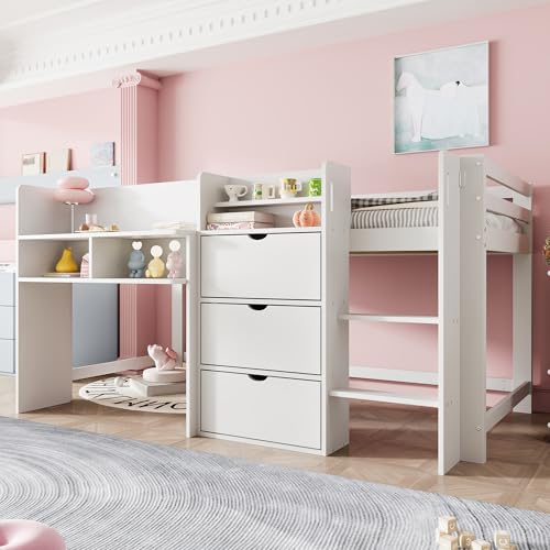TIZZ Halbhohes Bett 90x200 Hausform mehrere Staufächer Entertainment-Bereich unter dem Bett ohne Matratze weiß TIZZ Halbhohes Bett 90x200 Hausform mehrere Staufächer Entertainment-Bereich unter dem Bett ohne Matratze weiß von TIZZ
