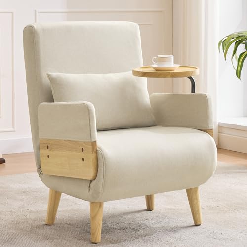 TIZZ Modernes Design: 3-in-1-Umbausessel mit Schlaffunktion,mit Holztablett, gepolsterter Klappsessel, Polstersitz, Loungesessel, Einzelbett, geeignet für Wohnzimmer, Schlafzimmer, Büro, Wohnung usw. von TIZZ