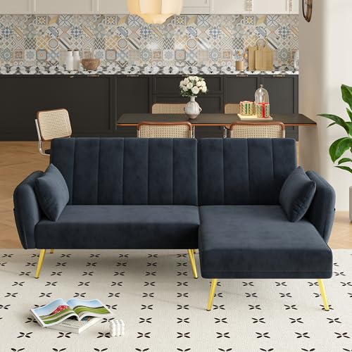 TIZZ Modernes Sofa L-förmiges Schlafsofa mit Zusatzecke Ecksofa Schlaffunktion für Wohnzimmer Schlafzimmer Heimkino Gästezimmer Mit Video von TIZZ