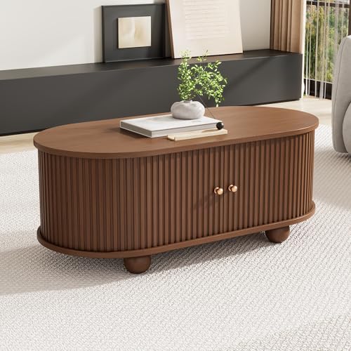 TIZZ Nussbaum Couchtisch 100 * 50 * 40 cm mit Stauraum und Schiebetüren platzsparendes Multifunktionsmöbel in Holzfarben Sofatisch mit 360 Grad Schiebetür kaffeetisch 4 Beinen TIZZ Nussbaum Couchtisch 100 * 50 * 40 cm mit Stauraum und Schiebetüren platzsparendes Multifunktionsmöbel in Holzfarben Sofatisch mit 360 Grad Schiebetür kaffeetisch 4 Beinen von TIZZ