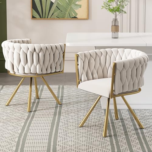 TIZZ Samt Esszimmerstuhl 2er Set Drehstuhl Vier Metallbeine Beige Gold Für Wohnzimmer Schlafzimmer Freizeit TIZZ Samt Esszimmerstuhl 2er Set Drehstuhl Vier Metallbeine Beige Gold Für Wohnzimmer Schlafzimmer Freizeit von TIZZ