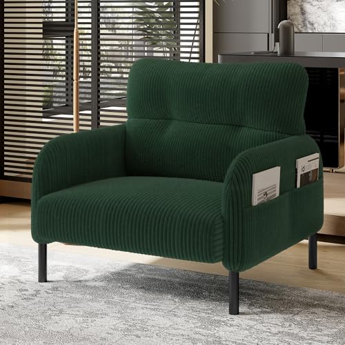 TIZZ Samtstoff Sofa, Komfortable Sitztiefe, Armlehnen mit Taschen, Robuste Struktur, Für Wohnzimmer, Schlafzimmer, Arbeitszimmer von TIZZ