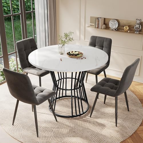 TIZZ Weiß mit metallbein (1 stück), küchentisch, Stabiler metallrahmen, Moderne marmor - Oder esstische, frühstückstisch - und frühstückstisch Restaurant, schwarz von TIZZ