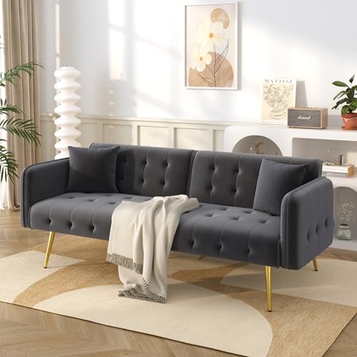 TIZZ Zweisitzer-Multifunktions-Sofabett mit Bettfunktion, Verstellbarer Rückenlehne + mehrstelligen Armlehnen. Modernes Faltsofabett für Wohnzimmer - Veloursbezug. Großzügiger Schlafbereich TIZZ Zweisitzer-Multifunktions-Sofabett mit Bettfunktion, Verstellbarer Rückenlehne + mehrstelligen Armlehnen. Modernes Faltsofabett für Wohnzimmer - Veloursbezug. Großzügiger Schlafbereich von TIZZ