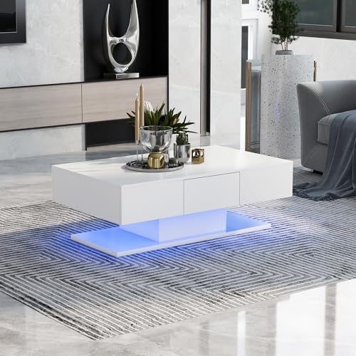Wohnzimmer 2 Schubladen Tee mehrere hochglanzige Sofas Schreibtisch Büro Wohnzimmer Moderne Teetisch mit weißen Schubladen Schubladen große Teetisch hochglanzige Sofa Tisch 100cm von TIZZ