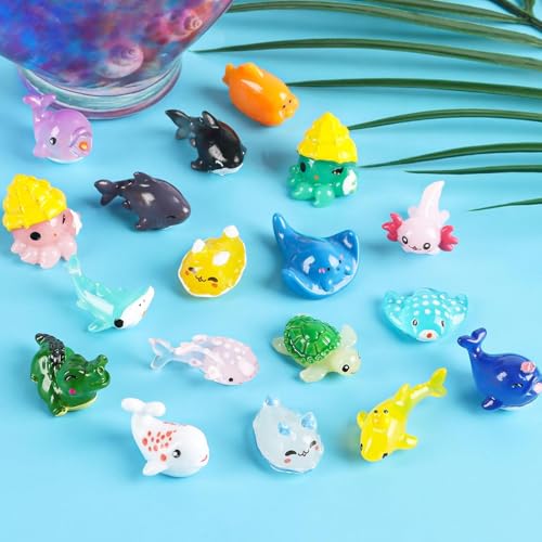 36 Stück Mini Meereslebewesen Figuren, Harz Ozean Tiere Dekoration, Miniatur Meerestiere Set für DIY Aquarium, Gartenparty, Gastgeschenk, Ornament für Miniaturlandschaft von TIutmivo