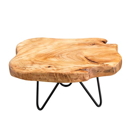 TJ Global Ständer aus Holz mit natürlichen Kanten, mit Haarnadelbeinen, für Kuchen, Pflanzen, Kerzen, Dekoration (L9 x B8,5 x H4) von TJ Global