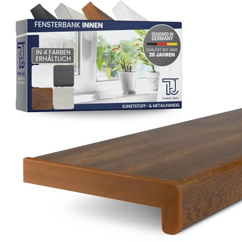 TJ Fensterbank Innen I 20 x 200 cm I Eiche Gold I hochwertige PVC Fensterbank mit Seitenabschluss I Fensterbrett kratzfest & feuchtigkeitsundurchlässig I pflegeleichter & langlebiger Fenstersims Innen von TJ