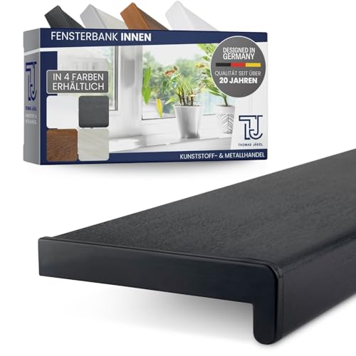 TJ Fensterbank Innen I 30 x 120 cm I Anthrazit I hochwertige PVC Fensterbank mit Seitenabschluss I Fensterbrett kratzfest & feuchtigkeitsundurchlässig I pflegeleichter & langlebiger Fenstersims Innen von TJ