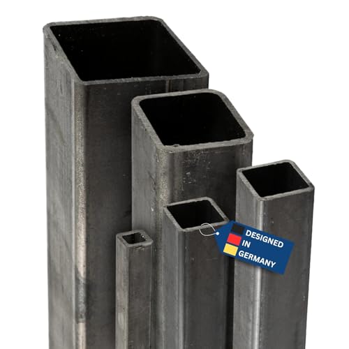 TJ Vierkantrohr S235 JR Stahl I 80 x 80 x 5 mm Länge 1000 mm I ST37 Standard Vierkant Stahlrohr I unbehandeltes Quadratrohr I 4-Kant Rohr für Bauwesen, Maschinenbau, Landwirtschaft, Architektur uvm von TJ