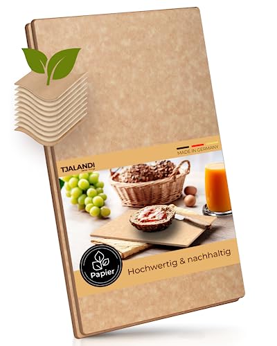 TJALANDI Frühstücksbrettchen Holz- & Papierfaser – Nachhaltiges Frühstücksbrettchen Set Spülmaschinenfest I 27x16 I als Brotzeitbrett, Vesperbrett oder Jausenbrett – 100% Recycelt - Made in Germany von TJALANDI