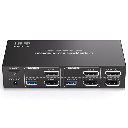 TJCXELE 4K144Hz Displayport KVM Switch 2 PC 2 Monitore USB 3.0 KVM Switch für Zwei PC Teilen Sie Dual Monitor und 4 USB Geräte Support Extended/Copy Mode With Desktop Controller TJCXELE 4K144Hz Displayport KVM Switch 2 PC 2 Monitore USB 3.0 KVM Switch für Zwei PC Teilen Sie Dual Monitor und 4 USB Geräte Support Extended/Copy Mode With Desktop Controller von TJCXELE
