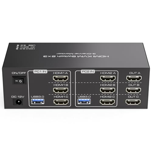 TJCXELE 4K60Hz HDMI KVM Switch 2 PC 3 Monitore USB 3.0 Simulation EDID KVM Switches für Zwei Computer teilen Sich Drei Monitore und 4 USB-Geräte Unterstützt Erweiterungsmodus & Kopiermodus TJCXELE 4K60Hz HDMI KVM Switch 2 PC 3 Monitore USB 3.0 Simulation EDID KVM Switches für Zwei Computer teilen Sich Drei Monitore und 4 USB-Geräte Unterstützt Erweiterungsmodus & Kopiermodus von TJCXELE