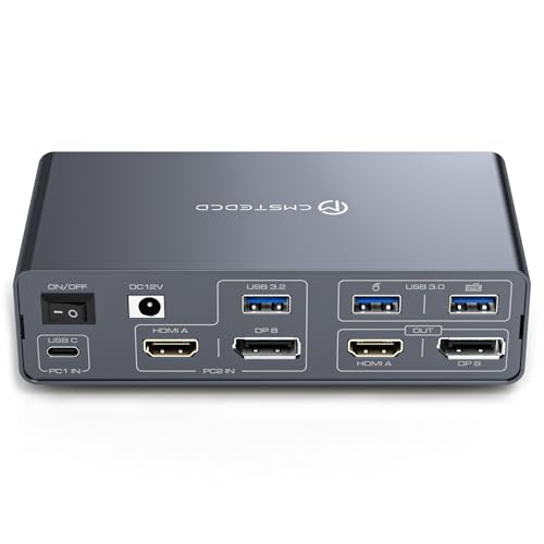 TJCXELE KVM Switch 2 PC 2 Monnitore HDMI Displayport für Laptop & Desktop Type-C MST HDMI 4K60Hz + DP 4K120Hz 13-in-1 Dual Monitor KVM-Switches mit 1 USB-A-Kabel und 1 USB-C-Kabel TJCXELE KVM Switch 2 PC 2 Monnitore HDMI Displayport für Laptop & Desktop Type-C MST HDMI 4K60Hz + DP 4K120Hz 13-in-1 Dual Monitor KVM-Switches mit 1 USB-A-Kabel und 1 USB-C-Kabel von TJCXELE