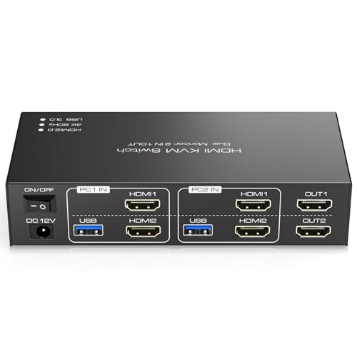 TJCXELE USB 3.0 HDMI KVM Switch 2 PC 2 Monitore 4K60Hz KVM Switch für Zwei Computer die sich Dual Monitor und 4 USB-Geräte Unterstützung Kopieren&Erweitern Modus mit 12V DC Netzteil und USB-Kabel TJCXELE USB 3.0 HDMI KVM Switch 2 PC 2 Monitore 4K60Hz KVM Switch für Zwei Computer die sich Dual Monitor und 4 USB-Geräte Unterstützung Kopieren&Erweitern Modus mit 12V DC Netzteil und USB-Kabel von TJCXELE